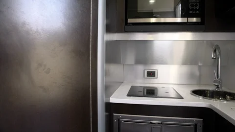 Small kitchen on a boat. Stock Footage 89747901