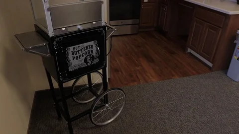 Small kitchen with his own popcorn maker Stock Footage 125412026