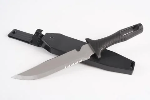 Small knife in leather case. Studio Photo Stock Photos