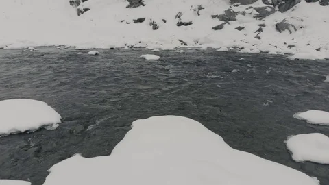 Small Kyn river in ice Stock Footage 101056865