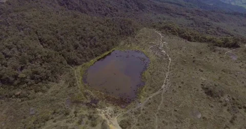 Small Lagoon in Belmira's Paramo in Antioquia - Colombia Stock Footage 140867589