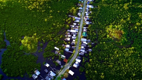 Small lagoon with boats inside the stunning Sugba Lagoon in Siargao, Philippines Stock Footage 113766260