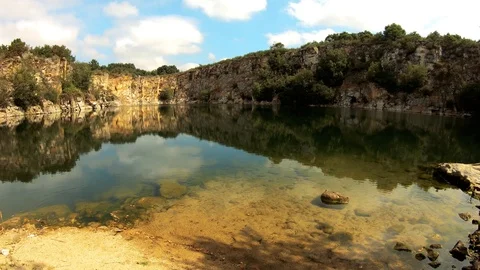 SMALL LAKE BETWEEN MOUNTAINS Stock Footage 93520537