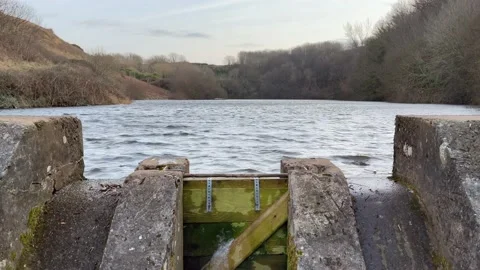 Small Lake Dam Stock Footage 149525246
