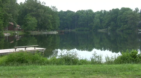 Small lake with docks Stock Footage 461143