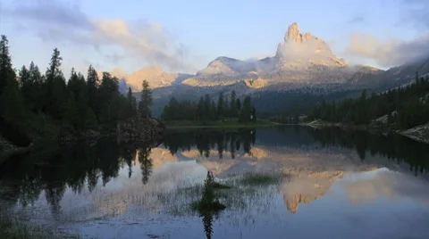 Small lake in the Dolomites Stock Footage 7136267