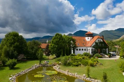 Small lake drone view Stock-Fotos