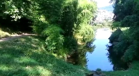 Small lake in mountains Stock Footage 104249887