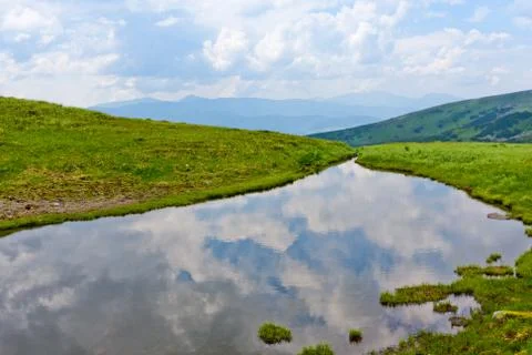 Small lake in mountains 스톡 사진