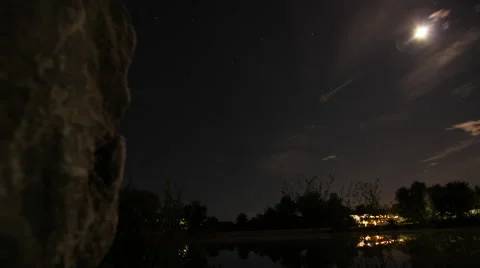 Small Lake in Redding, CA at Night : Time Lapse Stock Footage 64602521