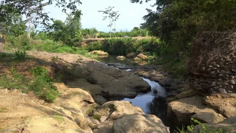 Small lake on village Stock Footage 276421098
