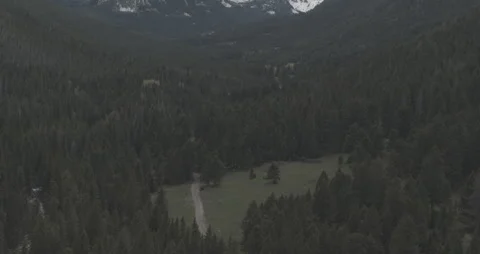 Small Land Patch in Big Mountain Valley With Trees 库存影片 248733836