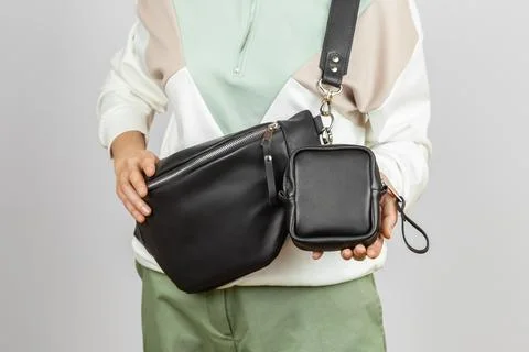 Small Leather Accessory Attached to the Bag Strap Stock Photos