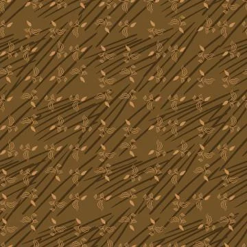 Small leaves seamless vector pattern in brown Stock Illustration