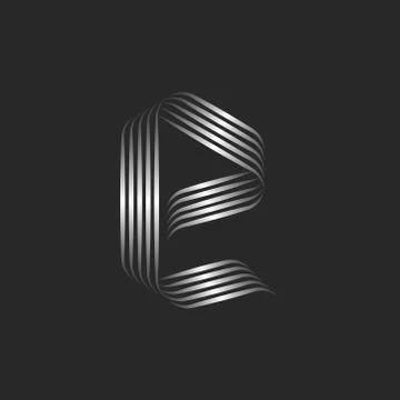 Small letter e logo monogram minimal style with curls, weaving metallic gradi Stock Illustration