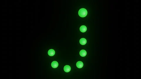Small letter J animation made of glowing neon green dots, Clean pitch black.. Stock Footage 323310380