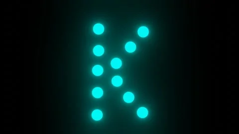 Small letter K animation made of glowing cyan dots, Clean pitch black contr.. Stock Footage 323310431