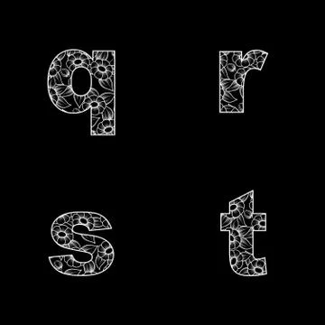 Small letters with flowers five Stock Illustration