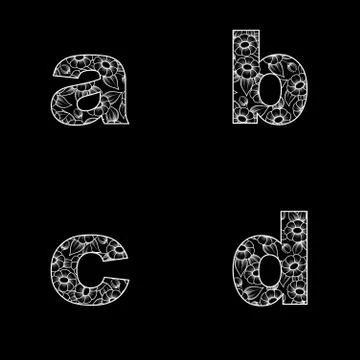 Small letters with flowers one Stock Illustration