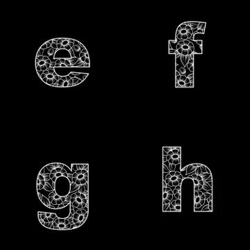 Small letters with flowers two Stock Illustration