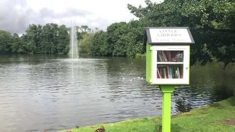 Small library at the lake shore Stock Footage 138701163