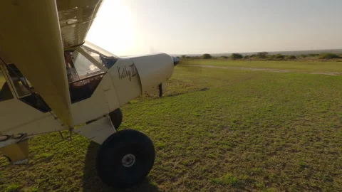 Small light plane with pilot and passenger on sunny day Stock Footage 310974811