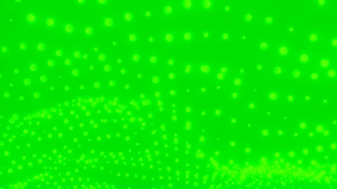 Small light roundels. Design.Green background with randomly moving stars in Video stock 204740709