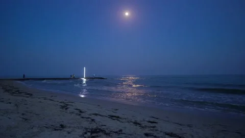Small lighthouse on the beach Stock Footage 157457093