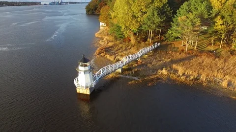 Small Lighthouse at Sunset Video stock 97545229