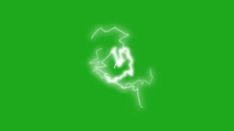Small Lightning Bolt Effect on Green Screen | Electric Energy Flash Animation Stock Footage 320126423