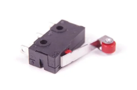 Small limit switch for mechanical movement limiting Stock Photos