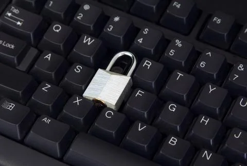 Small lock in keyboard Stock Photos