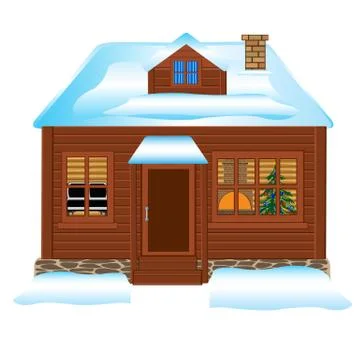 Small lodge in winter Stock Illustration