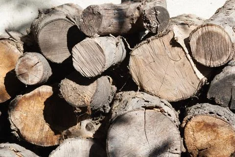 Small logs stacked on top of each other Stock Photos
