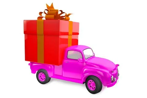 Small lorry with gift Illustrazione stock