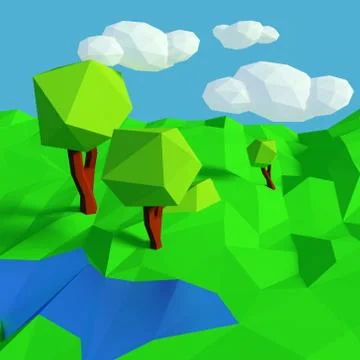 Small low poly landscape with simple pattern Stock Illustration