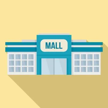 Small mall building icon, flat style Ilustración de archivo