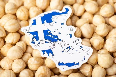 Small map of Greece on hazelnuts Stock Photos