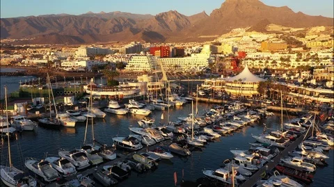 Small Marina, full of boats at the sunset Video stock 101187409