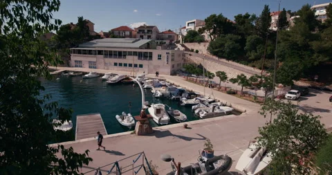 Small Marina With Moored Boats Stock Footage 336604841