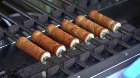 Small meat rolls spinning, streets of Japan Stock Footage 283695287