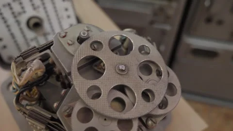 Small Mechanical Gears. Close-Up Stock Footage 242441827