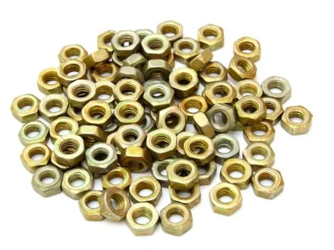 Small metal nuts 스톡 사진
