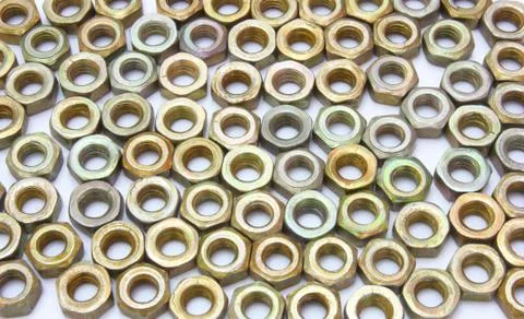 Small metal nuts Stock-Fotos