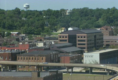 Small Midwest City Skyline Stock Footage