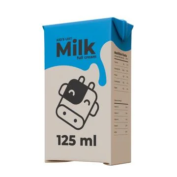 Small Milk Front Right View 3D Render Illustration Illustrazione stock