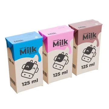 Small Milk Isometric Front Left View in Three Variant 3D Render Illustration Stock Illustration