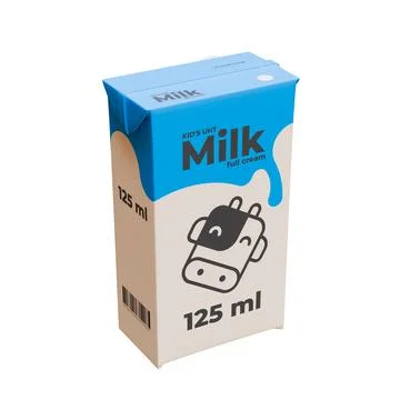 Small Milk Isometric Front Left View 3D Render Illustration Stock Illustration