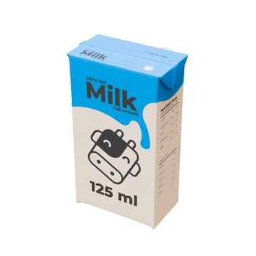 Small Milk Isometric Front Right View 3D Render Illustration Stock Illustration