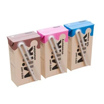 Small Milk Isometric Rear Left View In Three Variant 3D Render Illustration Stock Illustration